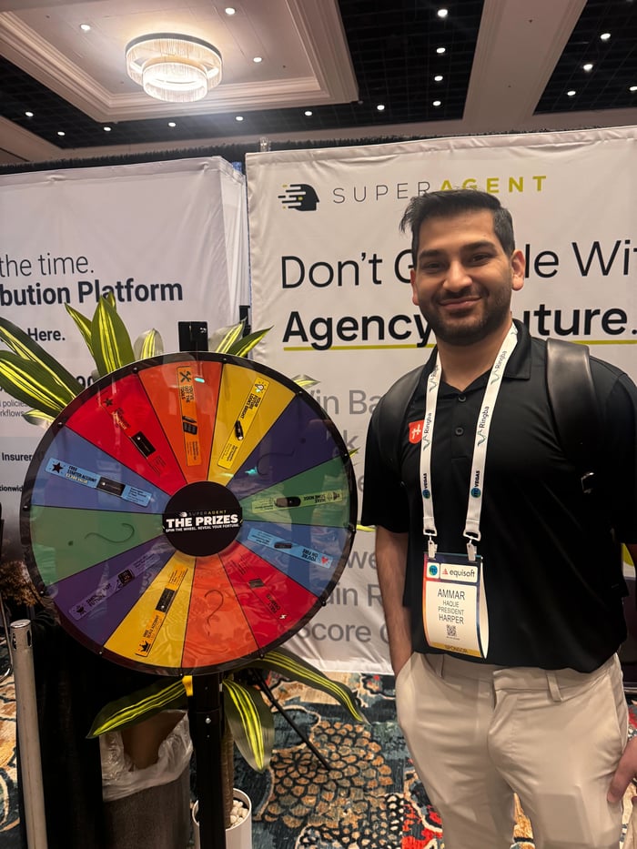 A winner at the SUPERAGENT prize wheel at ITC Vegas 2026