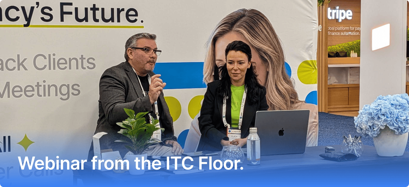The SUPERAGENT team streaming a live webinar from the ITC Vegas floor