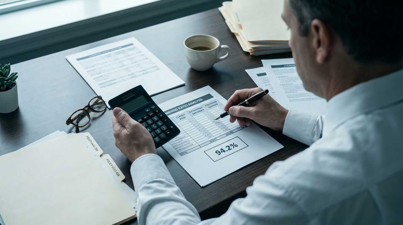 Underwriter analyzing combined ratio worksheet